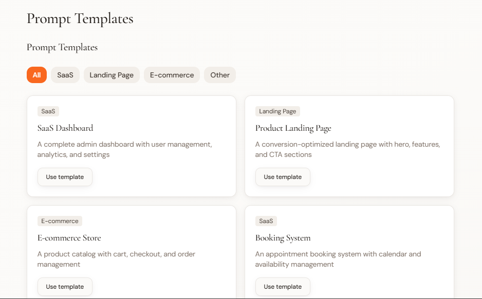 vibecodeprompts – AI Prompt Generator for Vibe Coding Tools
